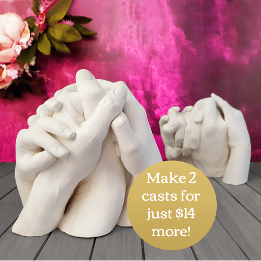 Make two family hand casts for just $14 more than our family hand casting kit with the Family Kit and Refill combo