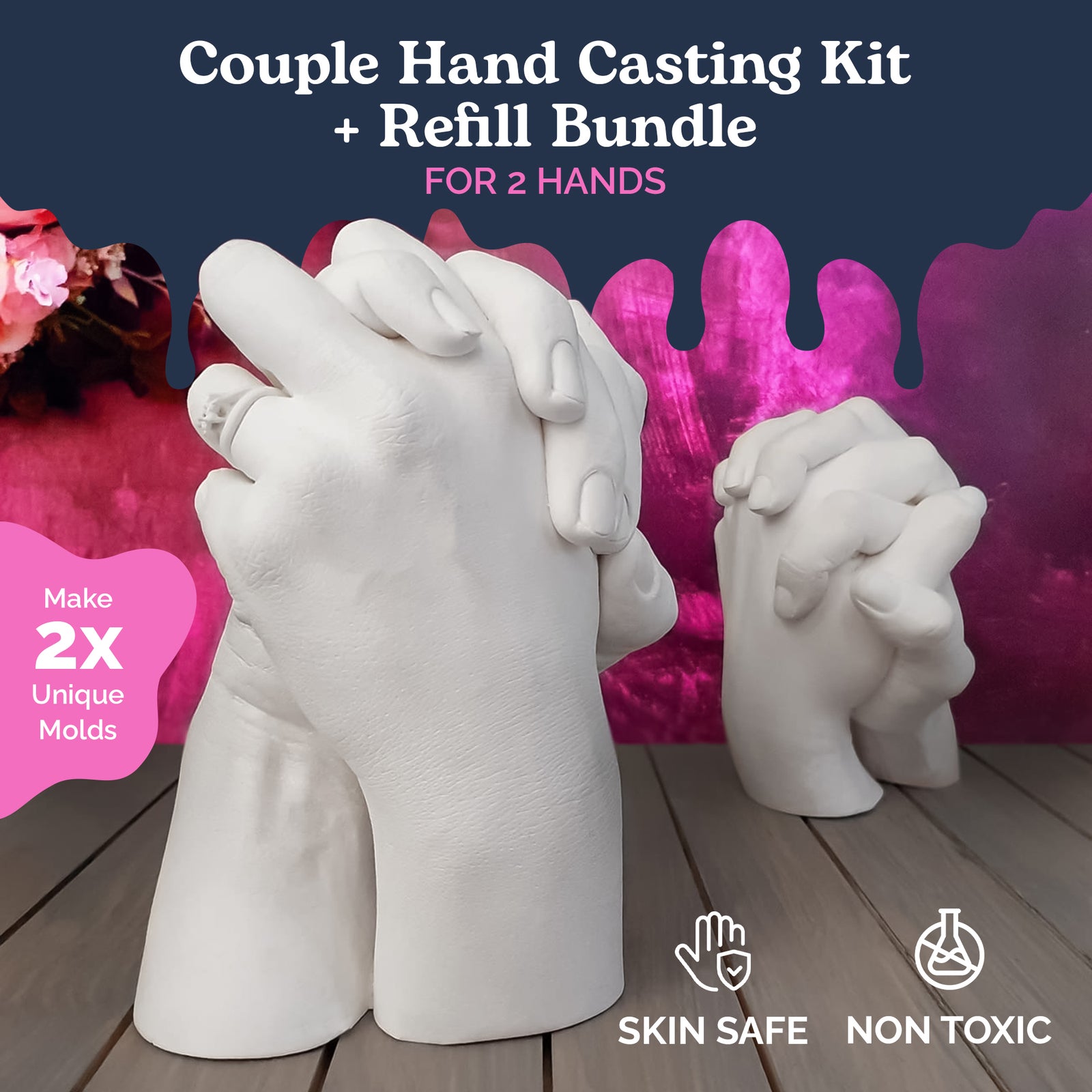 Edinburgh Casting Studio - XL Family Hand Casting Kit for 4-6 People for Mom - Fun DIY Family Lifelike Heirloom Statue Sculpture - Hand Mold Wedding