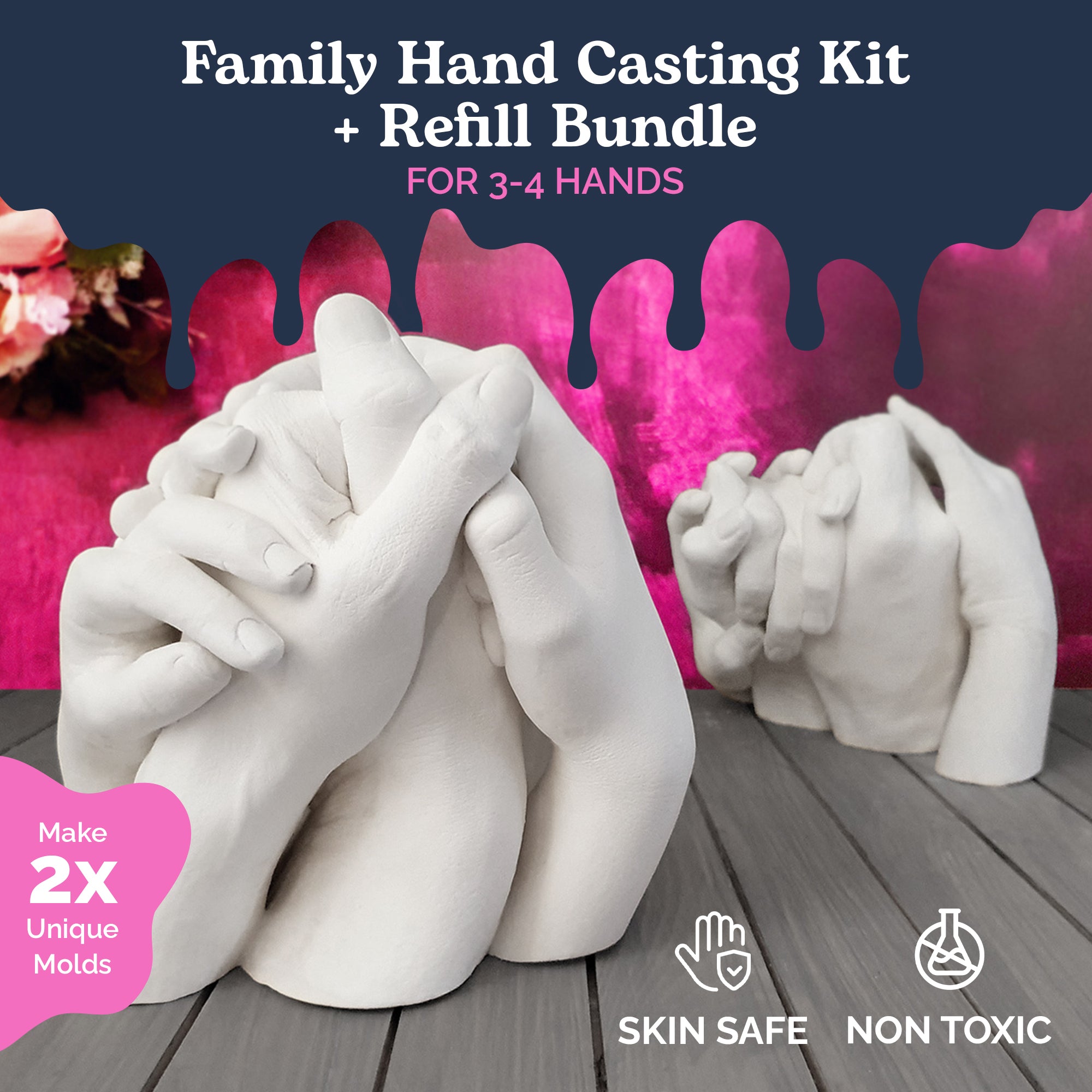 The Edinburgh Casting Studio Edinburgh Premium Hand Casting Kit Couples - Lifelike Stone Sculpture for Two DIY Hand Mold Mom Dad Gift Wedding
