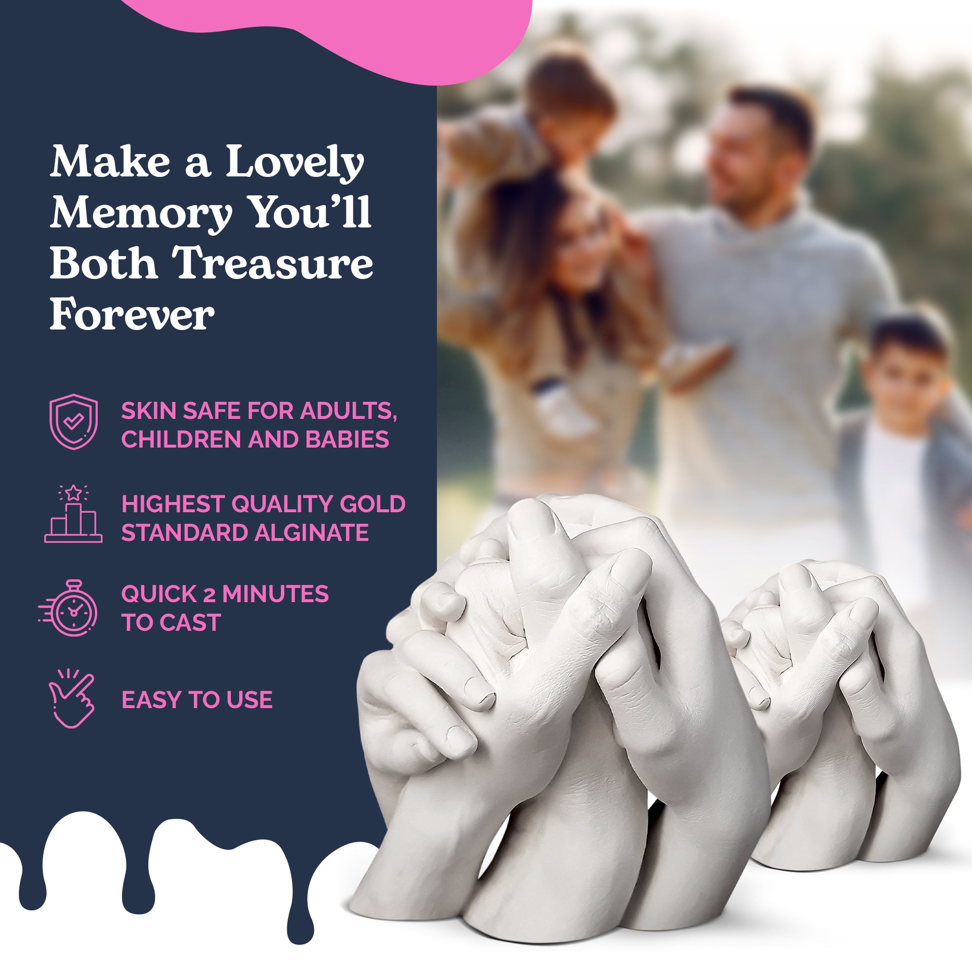 Edinburgh Family Hand Casting Kit for 4 - Premium DIY Hand Hold Statue Kit for Mothers Day, Valentines, Family or Pregnancy Gift, Baby Shower, or