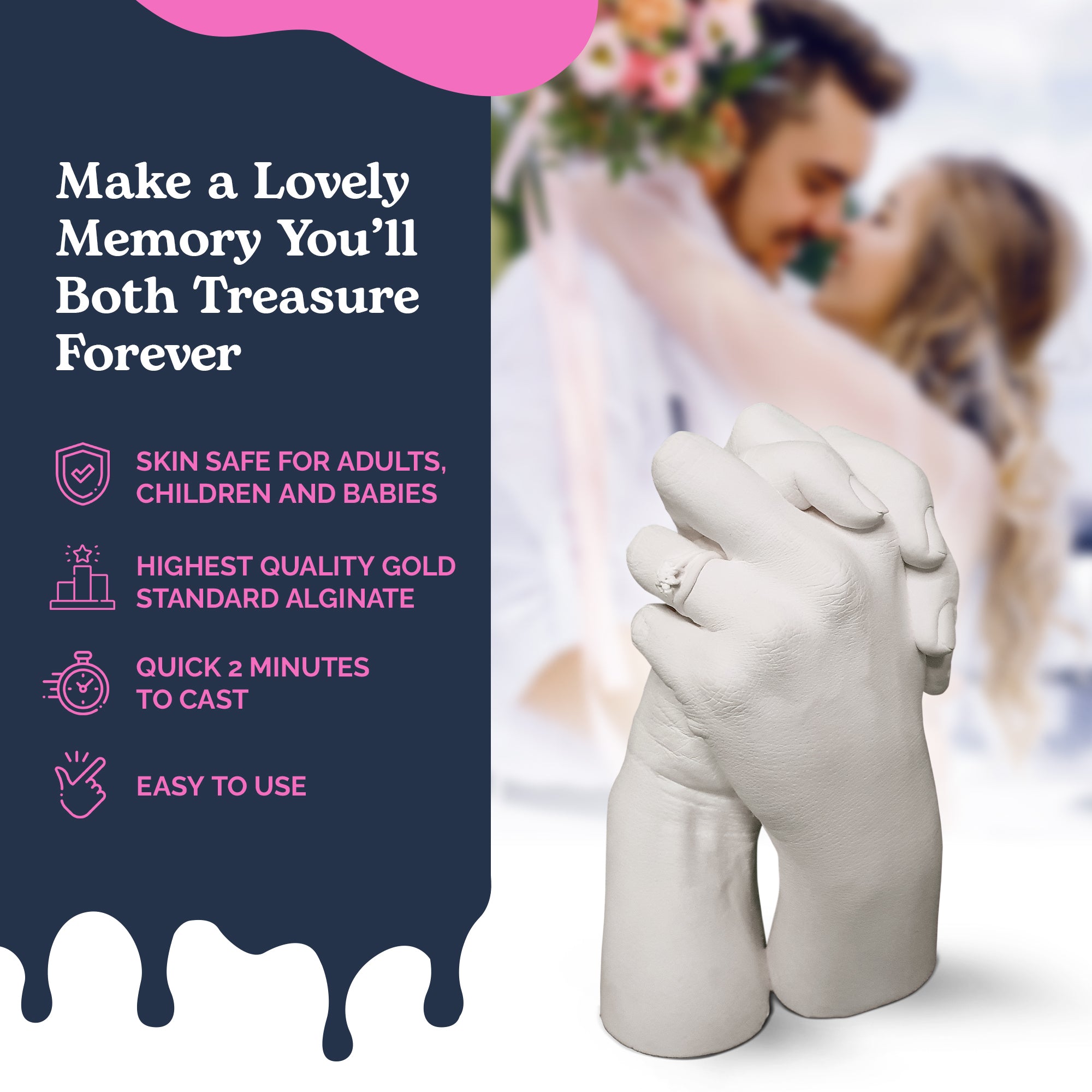 Edinburgh Eco-Friendly DIY Couples Hand Casting Kit - Make A Cast of Your Hands - Preserve A Loved One's Hand - Unique Wedding, Anniversary